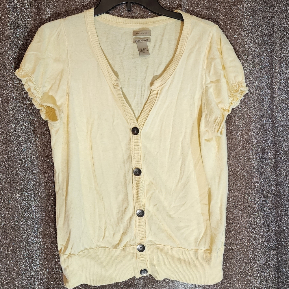 Yellow short sleeve cardigan